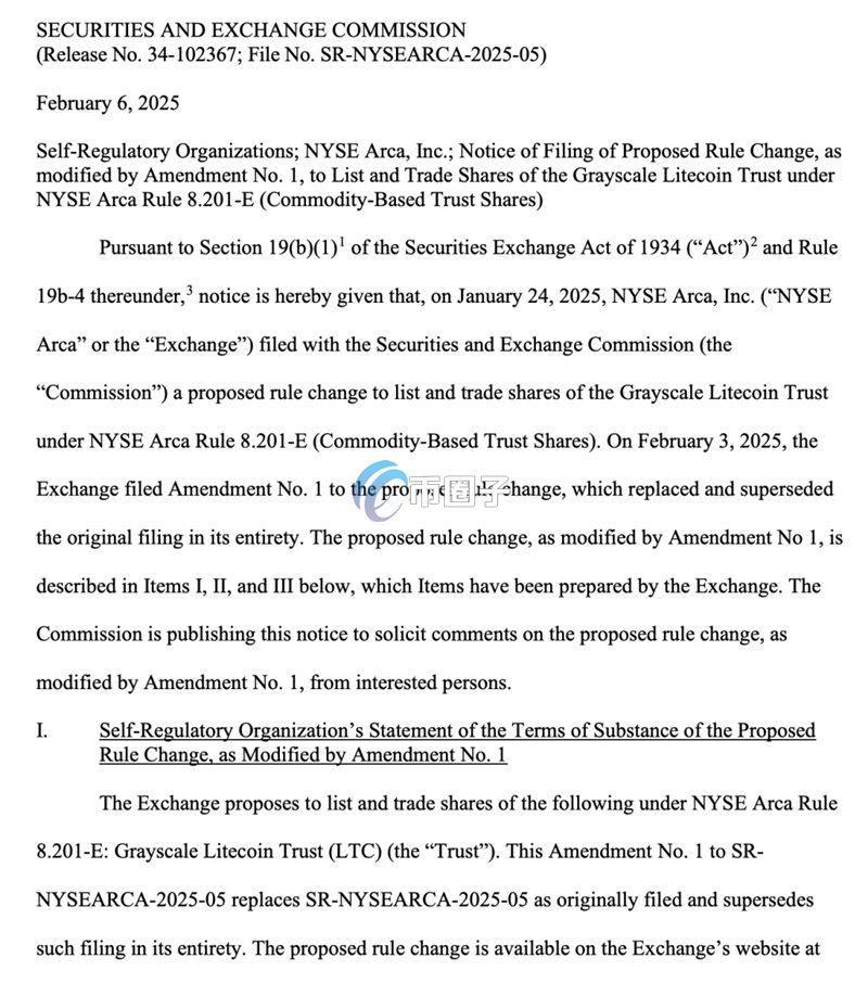 SEC所发布的莱特币现货ETF最新文件